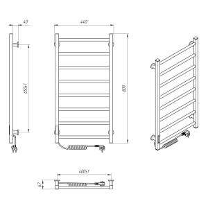 Электрический полотенцесушитель Laris Зебра Альфа ЧК8 400 х 800 Э подкл. слева R3 фото