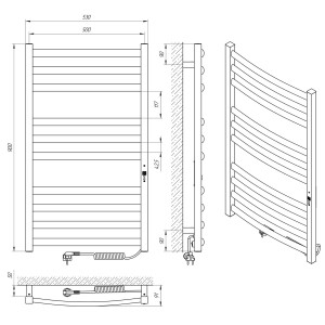 Электрический полотенцесушитель Laris Гранд П10 500 х 900 Э подкл. справа фото