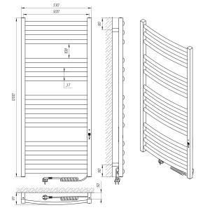 Электрический полотенцесушитель Laris Гранд П14 500 х 1200 Э подкл. справа фото