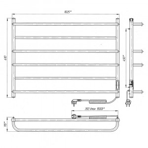 Электрический полотенцесушитель Laris Зебра Практик ЧК6 1000 х 600 Э (подкл. справа) R3 фото