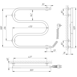 Электрический полотенцесушитель Laris Зебра Комфорт ЧКЧ8 500 х 800 Э (подкл. слева) R3 фото