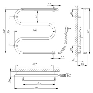 Электрический полотенцесушитель Laris Зебра Альфа ЧКЧ8 500 х 800 Э (подкл. справа) R3 фото
