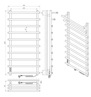 Электрический полотенцесушитель Laris Зебра Альфа ЧКЧ12 350 х 900 Э (подкл. слева) R3 фото