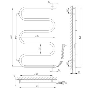 Электрический полотенцесушитель Laris Зебра Мираж ЧКЧ11 500 х 1200 Э (подкл. слева) фото