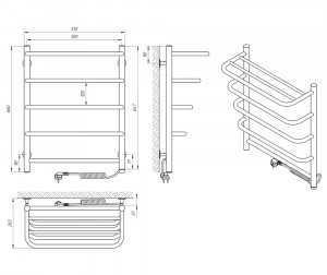 Электрический полотенцесушитель Laris Зебра Имидж ЧКЧ12 350 х 900 Э (подкл. справа) R3 фото