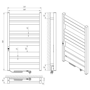 Электрический полотенцесушитель Laris Зебра Лавина ЧК10 500 х 900 Э (подкл. слева) фото