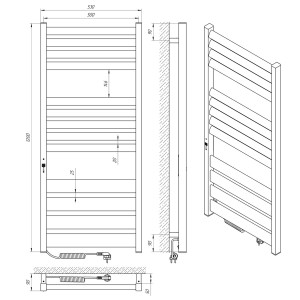 Электрический полотенцесушитель Laris Зебра Лавина ЧК13 500 х 1200 Э (подкл. слева) фото