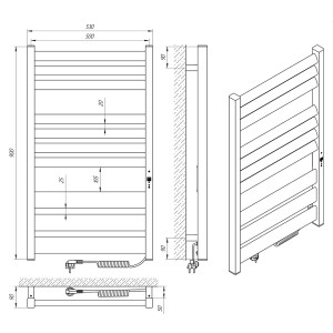 Электрический полотенцесушитель Laris Зебра Лавина ЧКЧ10 500 х 900 Э (подкл. справа) фото