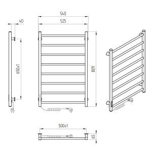 Электрический полотенцесушитель Laris Зебра Альфа ЧКЧ8 500 х 800 Э (подкл. слева) R3 фото