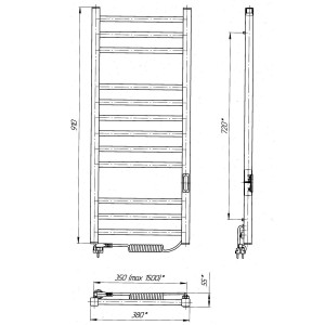 Электрический полотенцесушитель Laris Зебра Имидж ЧКЧ12 350 х 900 Э (подкл. справа) R3 фото