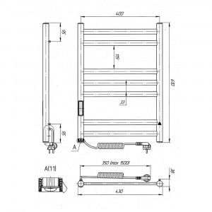 Электрический полотенцесушитель Laris Кватро П7 400 х 600 Э (подкл. слева) S фото