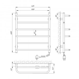 Электрический полотенцесушитель Laris Зебра Комфорт ЧКЧ6 500 х 600 Э (подкл. справа) R3 фото