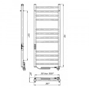 Электрический полотенцесушитель Laris Зебра Комфорт ЧКЧ10 500 х 900 Э (подкл. справа) R3 фото