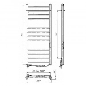 Электрический полотенцесушитель Laris Зебра Альфа ЧКЧ12 350 х 900 Э (подкл. справа) R3 фото