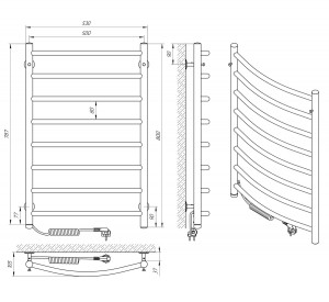 Электрический полотенцесушитель Laris Классик П8 500 х 800 Э сенсор S3 (подкл. слева) фото