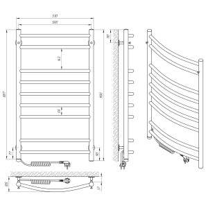 Электрический полотенцесушитель Laris Классик П9 500 х 900 Э сенсор S3 (подкл. слева) фото