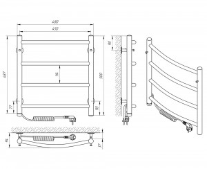 Электрический полотенцесушитель Laris Классик П4 450 х 500 Э сенсор S3 (подкл. слева) фото