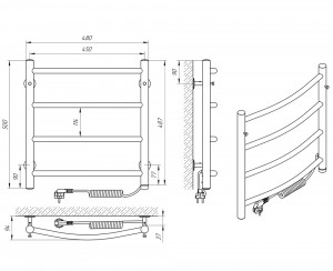 Электрический полотенцесушитель Laris Классик П5 450 х 500 Э сенсор S3 (подкл. слева) фото