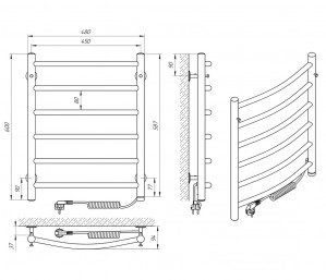 Электрический полотенцесушитель Laris Зебра Кватро ЧК(ГМ)8 500 х 800 Э (подкл. слева) R3 фото