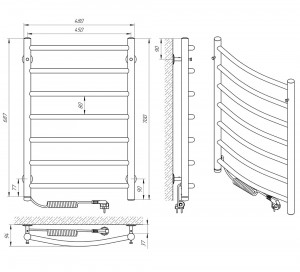 Электрический полотенцесушитель Laris Классик П7 450 х 700 Э сенсор S3 (подкл. слева) фото