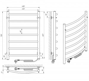 Электрический полотенцесушитель Laris Зебра Альфа ЧКЧ6 500 х 600 Э (подкл. слева) R3 фото