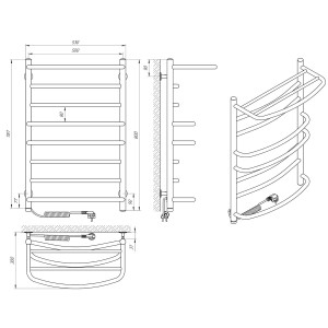 Электрический полотенцесушитель Laris Евромикс П8 500 х 800 Э с полкой сенсор S3 (подкл. слева) фото