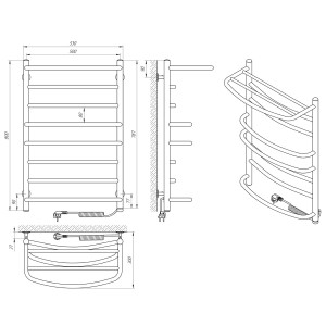 Электрический полотенцесушитель Laris Виктория П4 450 х 500 Э S3 (подкл. слева) фото