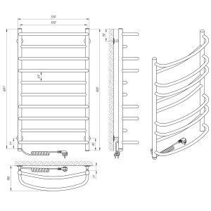 Электрический полотенцесушитель Laris Альфа П6 400 х 600 Э S3 (подкл. слева) фото