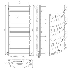 Электрический полотенцесушитель Laris Евромикс П12 500 х 1200 Э сенсор S3 (подкл. слева) фото