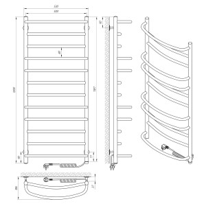 Электрический полотенцесушитель Laris Евромикс П12 500 х 1200 Э сенсор S3 (подкл. справа) фото