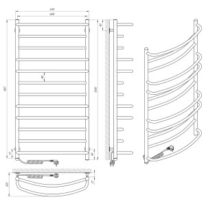 Электрический полотенцесушитель Laris Евромикс П12 600 х 1200 Э сенсор S3 (подкл. слева) фото