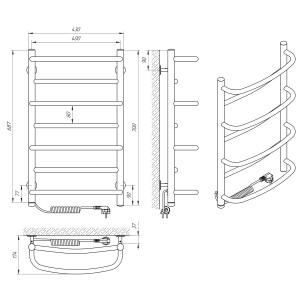 Электрический полотенцесушитель Laris Евромикс П7 400 х 700 Э сенсор S3 (подкл. слева) фото