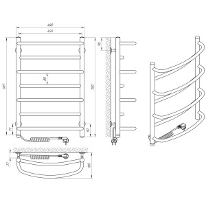 Электрический полотенцесушитель Laris Евромикс П7 450 х 700 Э сенсор S3 (подкл. слева) фото