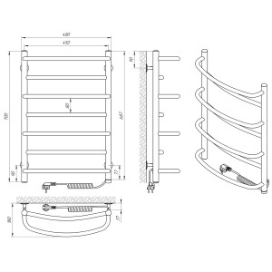 Электрический полотенцесушитель Laris Евромикс П7 450 х 700 Э сенсор S3 (подкл. справа) фото