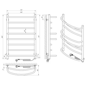 Электрический полотенцесушитель Laris Евромикс П8 500 х 800 Э сенсор S3 (подкл. справа) фото