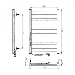 Электрический полотенцесушитель Laris Виктория П6 450 х 600 Э S3 (подкл. слева) фото