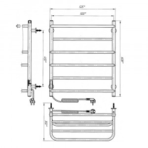 Электрический полотенцесушитель Laris Классик П4 450 х 500 Э сенсор S3 (подкл. слева) фото