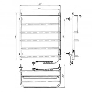 Электрический полотенцесушитель Laris Зебра Комфорт ЧК6 500 х 600 Э с полкой (подкл. справа) R3 фото