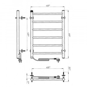 Электрический полотенцесушитель Laris Альфа П6 400 х 600 Э S3 (подкл. слева) фото