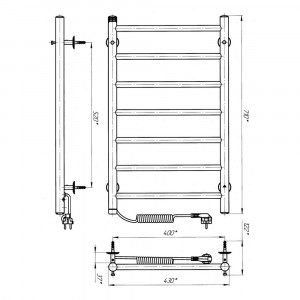 Электрический полотенцесушитель Laris Альфа П7 400 х 700 Э S3 (подкл. слева) фото