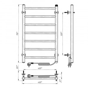Электрический полотенцесушитель Laris Альфа П7 400 х 700 Э S3 (подкл. справа) фото