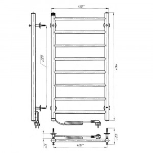 Электрический полотенцесушитель Laris Альфа П8 400 х 800 Э S3 (подкл. слева) фото