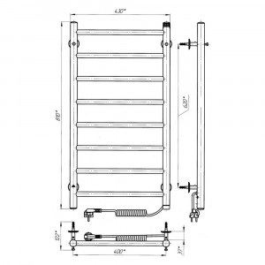 Электрический полотенцесушитель Laris Виктория П7 450 х 700 Э S3 (подкл. справа) фото