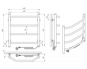 Электрический полотенцесушитель Laris Виктория П4 450 х 500 Э S3 (подкл. справа) фото