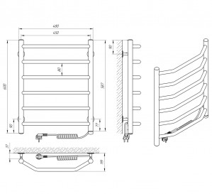 Электрический полотенцесушитель Laris Виктория П6 450 х 600 Э S3 (подкл. справа) фото