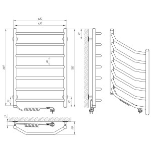 Электрический полотенцесушитель Laris Евромикс П5 450 х 500 Э сенсор S3 (подкл. слева) фото