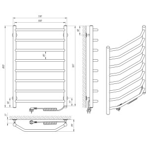 Электрический полотенцесушитель Laris Классик Премиум П11 500 х 900 Е (подкл. справа) S3 фото
