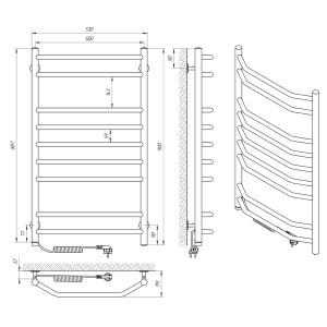 Электрический полотенцесушитель Laris Виктория П9 500 х 900 Э S3 (подкл. слева) фото