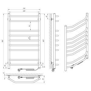 Электрический полотенцесушитель Laris Классик Премиум П11 500 х 900 Е (подкл. слева) S3 фото