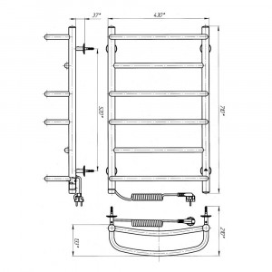 Электрический полотенцесушитель Laris Еврофлеш П6 500 х 800 с полкой Э (подкл. слева) S3 фото